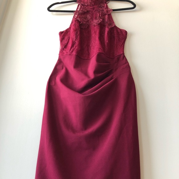 Burgundy cocktail midi-dress - Picture 2 of 8
